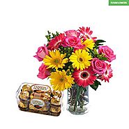 Bright full Flowers with Ferrero Rocher