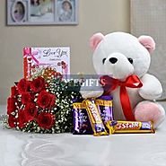 Red Roses with 12 inch Teddy Bear