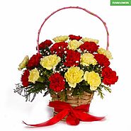 Red and Yellow Carnations Basket Arrangement