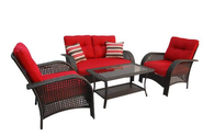 Patio Furniture Set. Red 4-Piece Cushioned Wicker Outdoor Patio Furniture Set. This Contemporary Garden Furniture Is ...