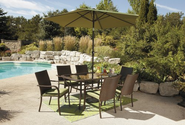 Patio Furniture Set. A Lovely Wicker Patio Furniture Set That Has 6 Cushioned Patio Chairs And Patio Table. This Pati...