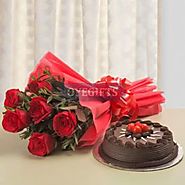 Red Rose with Cake