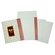 IVORY MATTE EMBOSSED WEDDING INVITATION : CIN-1376 - IndianWeddingCards