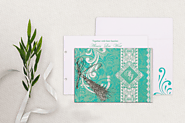 TURQUOISE SHIMMERY SCREEN PRINTED WEDDING CARD : CD-8223H - IndianWeddingCards