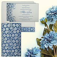 Blue Matte Floral Themed - Screen Printed Wedding Invitation