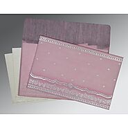 BABY PINK WOOLY FOIL STAMPED WEDDING INVITATION : CIN-8241E - IndianWeddingCards