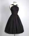 HEMLOCK VINTAGE CLOTHING : 1950's Black Gathered Chiffon Party Dress