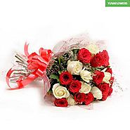 Red N White Roses - Bouquet