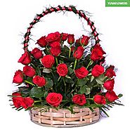 Buy/Send Amazing Red Basket Arrangment Online - YuvaFlowers.com