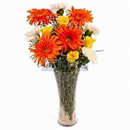 Glass Vase Arrangement of Dozen Seasonal Mix Flowers