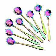 FLOWER SPOON SET STAINLESS STEEL SET OF 8 - CHOICE OF COLOR