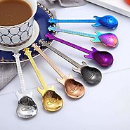 GUITAR SPOON SET STAINLESS STEEL COFFEE MIXING SPOON COLD DRINK TEA TOOLS KITCHEN ACCESSORIES - 4PCS CHOICE OF COLOR