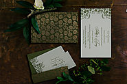 GREEN MATTE FLORAL THEMED - SCREEN PRINTED WEDDING INVITATION : CD-810D