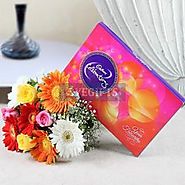 Buy Mix Color of Roses and Gerberas with Celebration Pack Online - OyeGifts.com