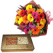 Mix colorful gerberas with Dryfruit