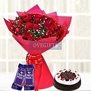 Red Blooms With Choco Treats Online Same Day Delivery
