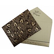 BROWN MATTE PAISLEY THEMED - SCREEN PRINTED WEDDING INVITATION : S-811A - 123WeddingCards