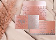 Baby Pink Shimmery Damask Themed - Screen Printed Wedding Invitation