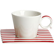Red Vanilla Freshness Lines Espresso Cup and Saucer Set - Kitchen Things