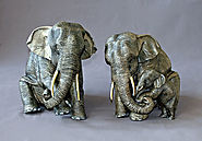 Elephant Family Figurines | Elephant Floor Statues | Lucky Elephant Figurine