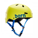 BERN Macon Summer Distress Logo EPS Matte Helmet (Neon Yellow , Large)