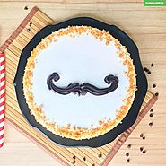 Mustache Shape butterscotch Cake - YuvaFlowers.com