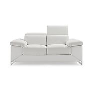 Modern Solid Wood Frame Leather Loveseat