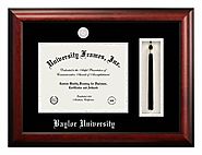 Baylor University Diploma with Tassel Box Frame in Satin Mahogany with Black & Silver Mats