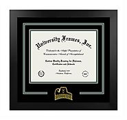 Baylor University Logo Mat Frame in Manhattan Black with Black & Forest Green Mats