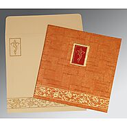 MANGO HANDMADE SHIMMER EMBOSSED WEDDING INVITATION : CIN-2178 - IndianWeddingCards