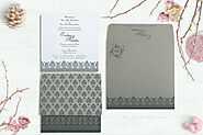 Light Grey Matte Screen Printed Wedding Invitation