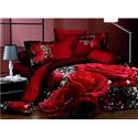 Amazing Red Flowers 4 Piece Print Cotton Bedding Sets