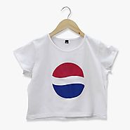 Buy Pepsi Logo on White Crop Top for Girls | Beyoung