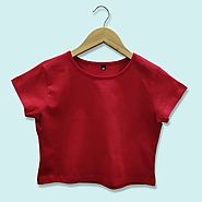 Shop Plain Red Crop Top online | Beyoung