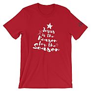 Jesus is the Reason for the Season Christmas Christian Quote Short-Sleeve Unisex T-Shirt - Hildam Design Co