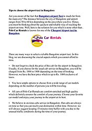 Tips to choose the airport taxi in Bangalore - Polocarrentals