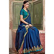 Blue color Silk Saree
