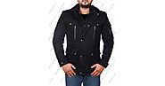 Men Outdoor Black Cotton Jacket | americasuits.com