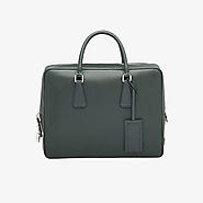 Prada VS0305 Leather Briefcase In Teal