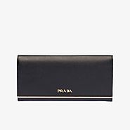 Prada 1MH132 Leather Flap Wallet In Black