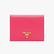 Prada 1MV204 Leather Flap Wallet In Rose