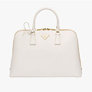 Prada 1BA812 Leather Top-Handle Bag In White
