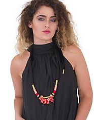 South African Ndebele black velvet rope coral statement necklace – YOONYQ