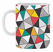 Coffee Mug, Multi Triangle Design Ceramic Printed Novelty Mug, Great Gift for all Occasions