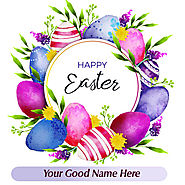 Write name on happy easter cards
