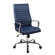 Realbiz Ii Modern Comfort Series High-back Leather pro Chair, Midnight Blue