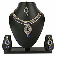 Party Wear Crystal Necklace Set with Earrings