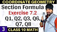 Section Formula Exercise 7.2 Chapter 7 Coordinate Geometry Class 10 Maths
