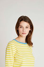 Neck Stripe Crew In Yellow/Cream - Jumper 1234