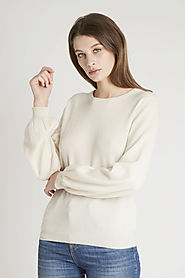 Balloon Sleeve Crew In Cream Jumper 1234 | Call Now @2074864800